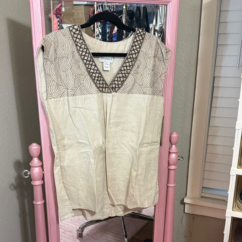 Peck & Peck Beige and Brown Tank Top